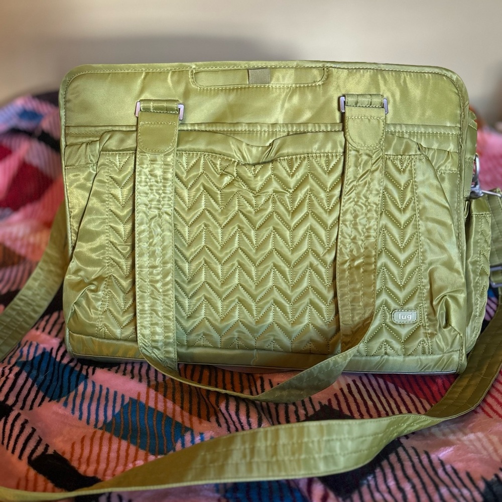 Lug Caboose in Grass Green! Baby Bag with Pouches & Baby Changing Pad!